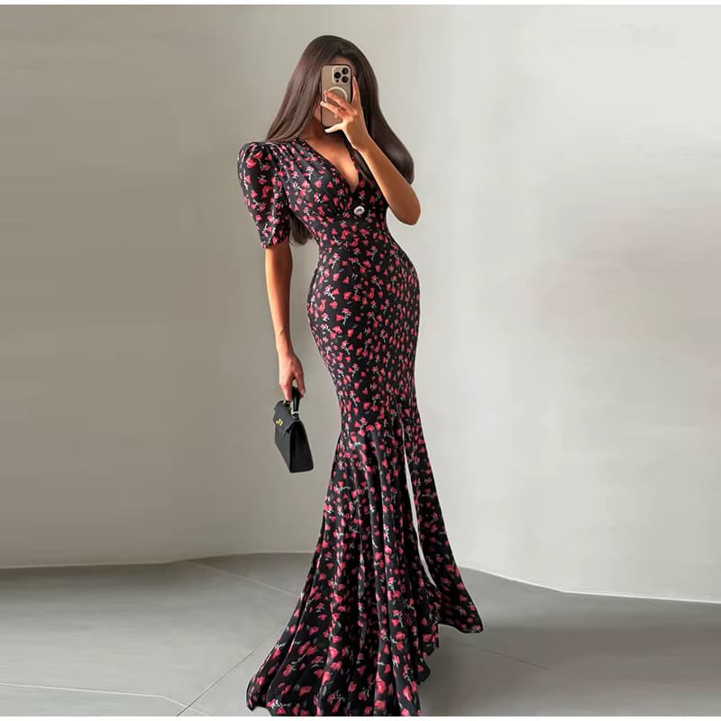 Robe Sirène Longue Fleurie 4